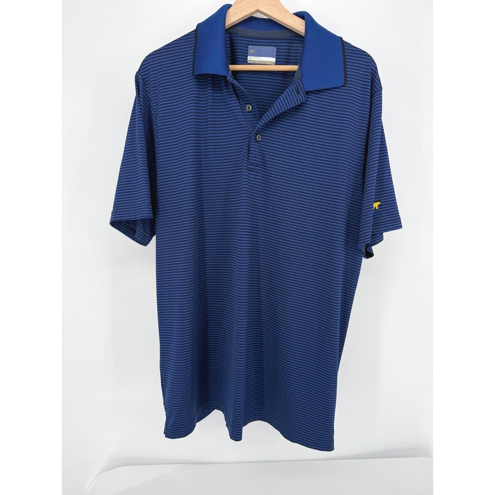 Jack Nicklaus Polo Mens‎ L Blue Striped StayDri Short Sleeve Golf Golden Bear